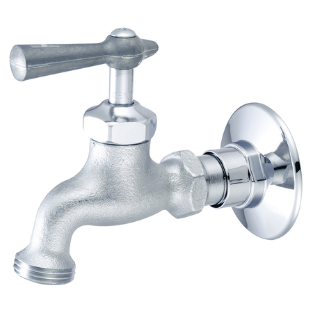 CENTRAL BRASS Single Handle Wallmount Faucet, NPT, Single Hole, Rough Chrome, Spout Reach: 5" 0006-H1/2H